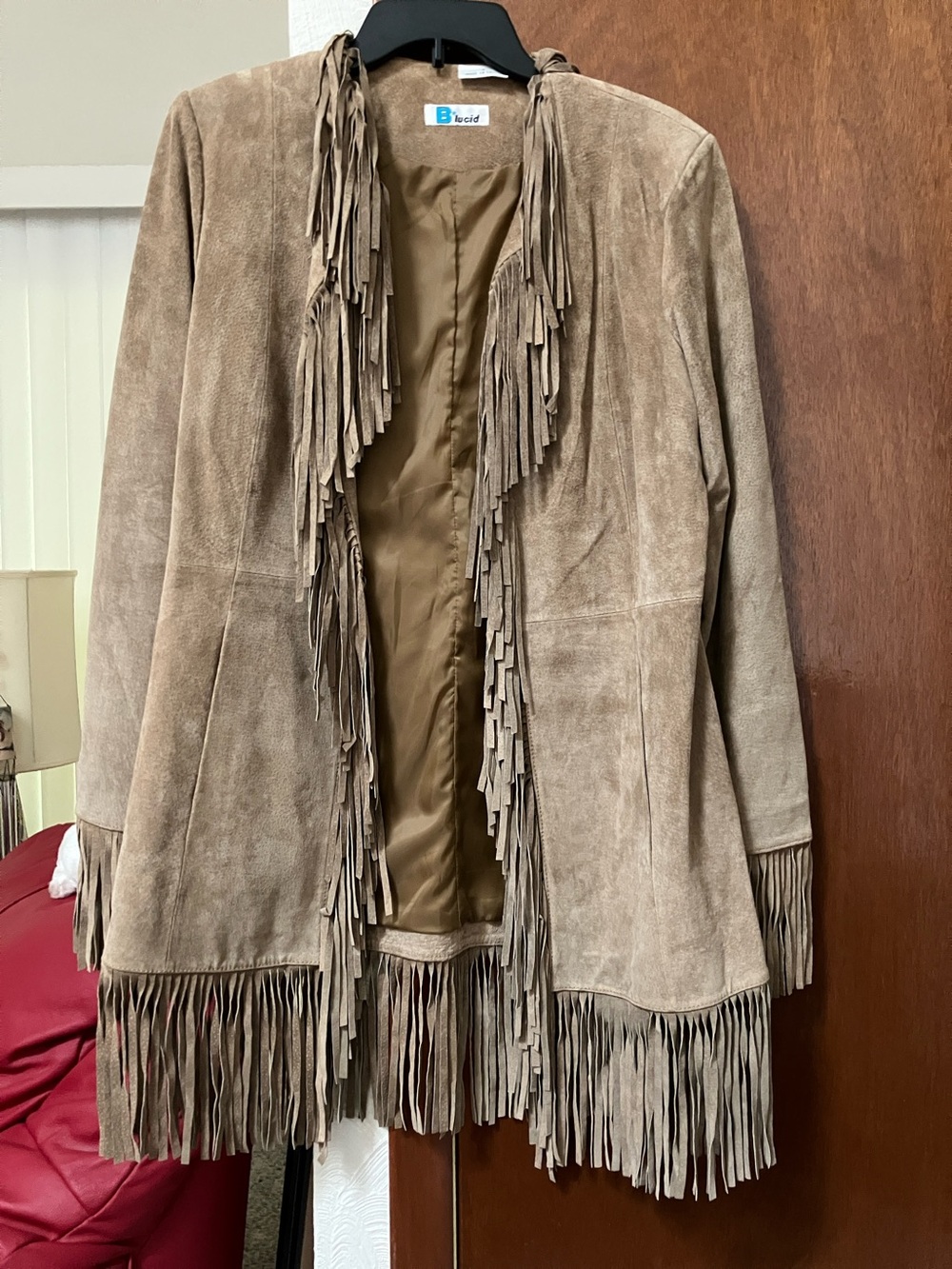 Leather fringed suede jacket